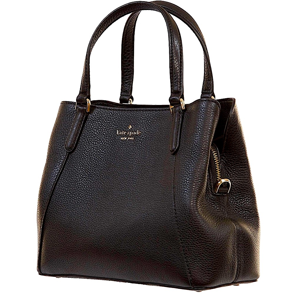 Kate Spade Pebbled Black Triple Compt Satchel Cross Body Bag S338